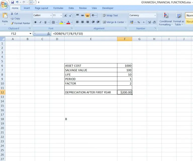 EXCEL FUNCTIONS-DDB - GyanKosh | Learning Made Easy