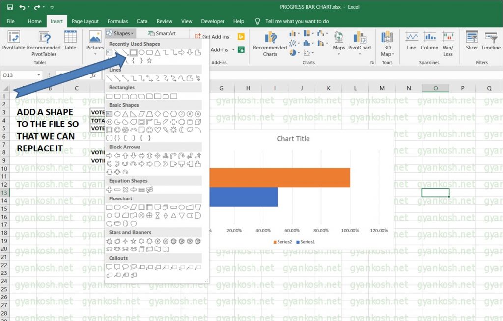 Track the progress using PROGRESS CHART in Excel