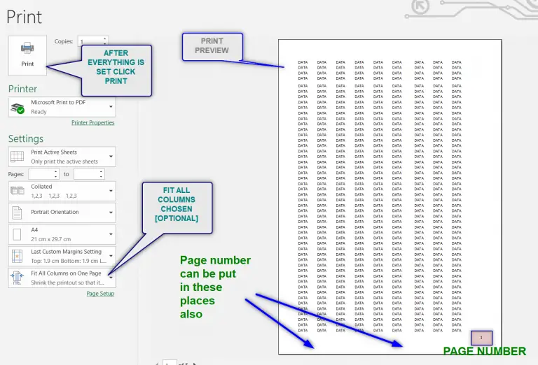 How to print page number all the pages in excel gyankosh learning