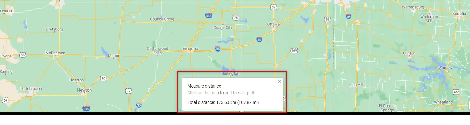 google maps distances between places