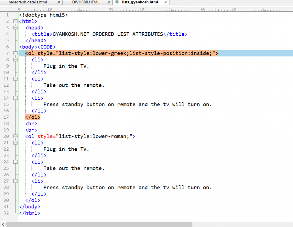 Learn complete information about ORDERED LIST in HTML