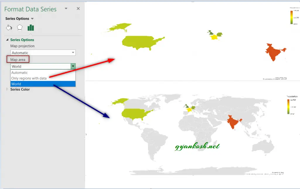 A complete guide to create and customize MAP CHARTS in EXCEL