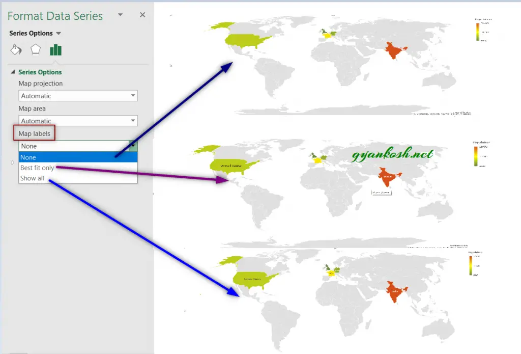 A complete guide to create and customize MAP CHARTS in EXCEL