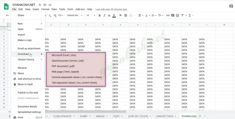 HOW TO DOWNLOAD GOOGLE SHEET IN PC AS MICROSOFT EXCEL FORMAT - GyanKosh