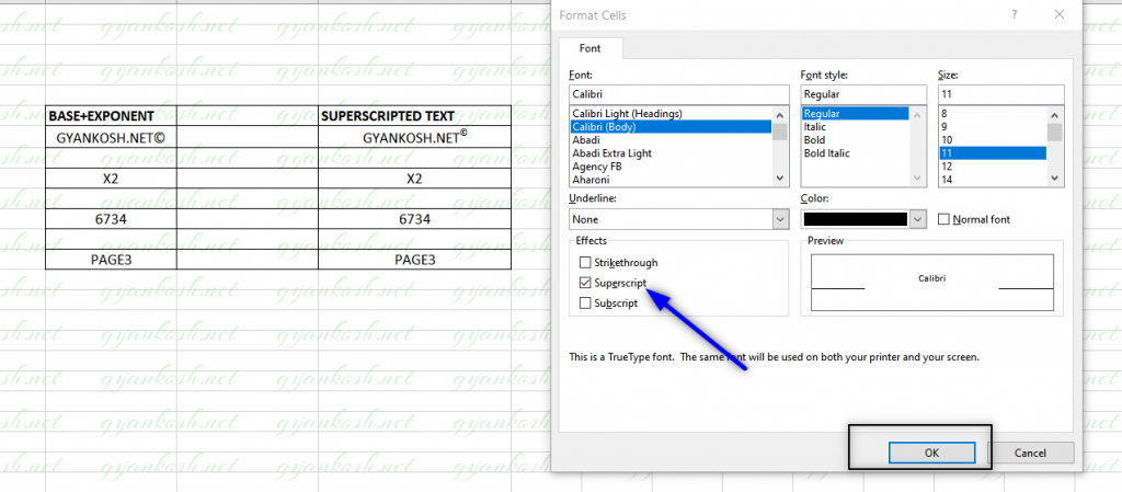 HOW TO SUPERSCRIPT TEXT IN EXCEL - GyanKosh | Learning Made Easy