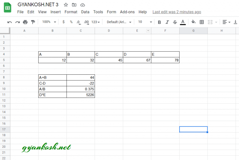 HOW TO SHOW THE FORMULA USED IN GOOGLE SHEETS ? GyanKosh Learning