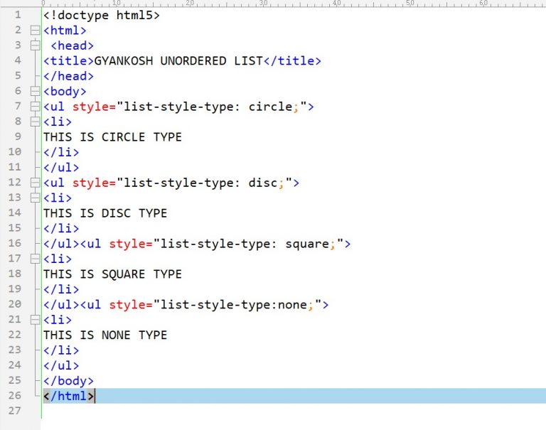 Create and use UNORDERED LIST in HTML?