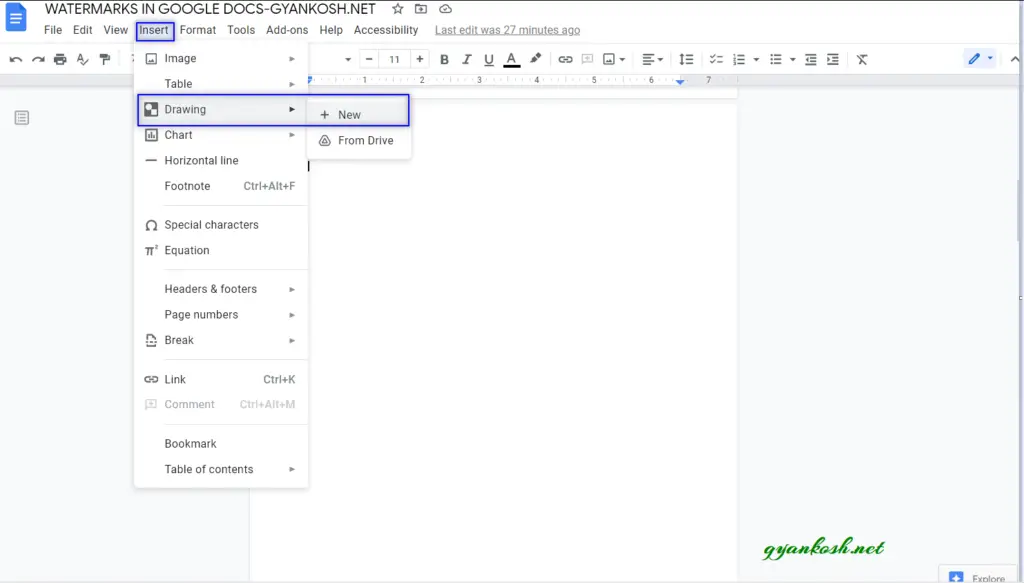 How to insert Watermark in Google Docs- Three Ways- with Examples