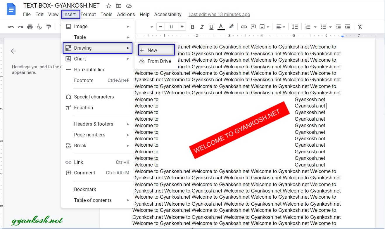 how to insert text boxes in google docs