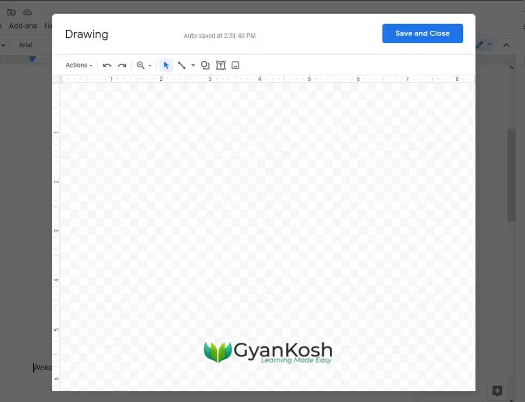 insert a text box for google docs