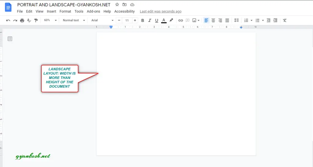 How to change the layout to PORTRAIT or LANDSCAPE in GOOGLE DOCS?