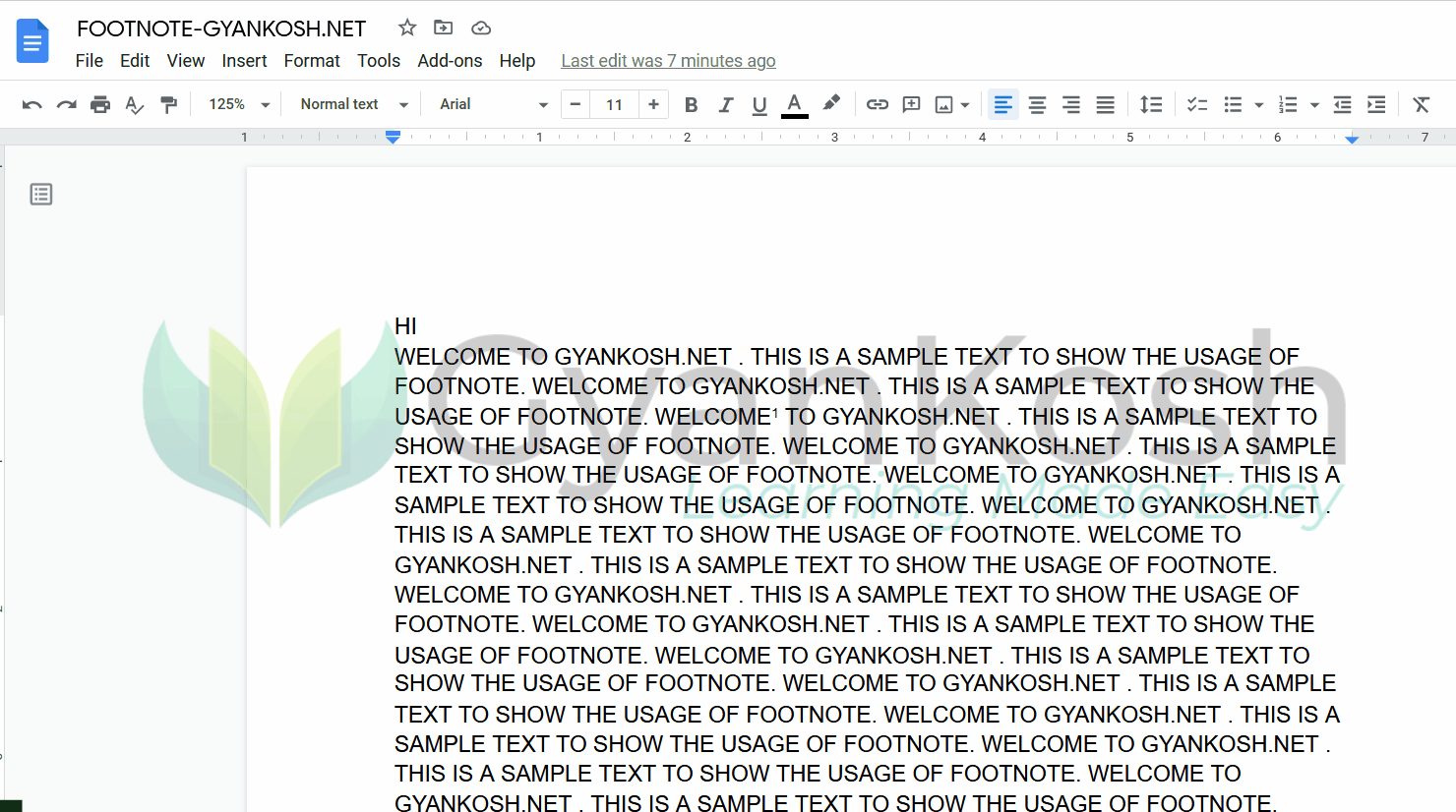 footnote in google docs