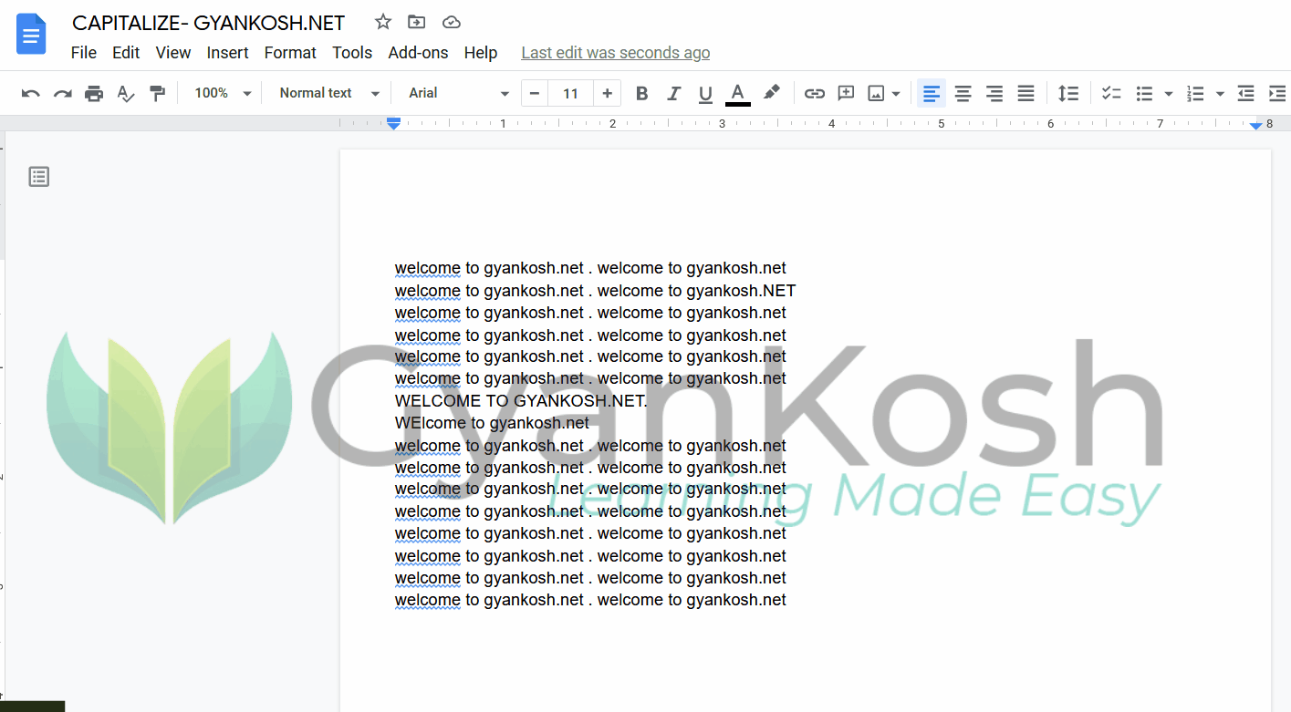 How to CAPITALIZE a complete document or specific text in Google Docs?