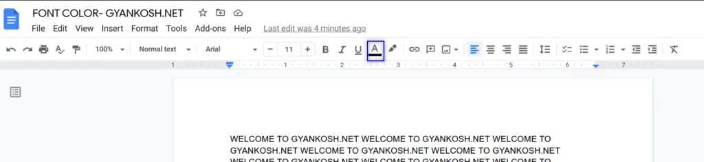 How to change FONT or TEXT color in Google Docs