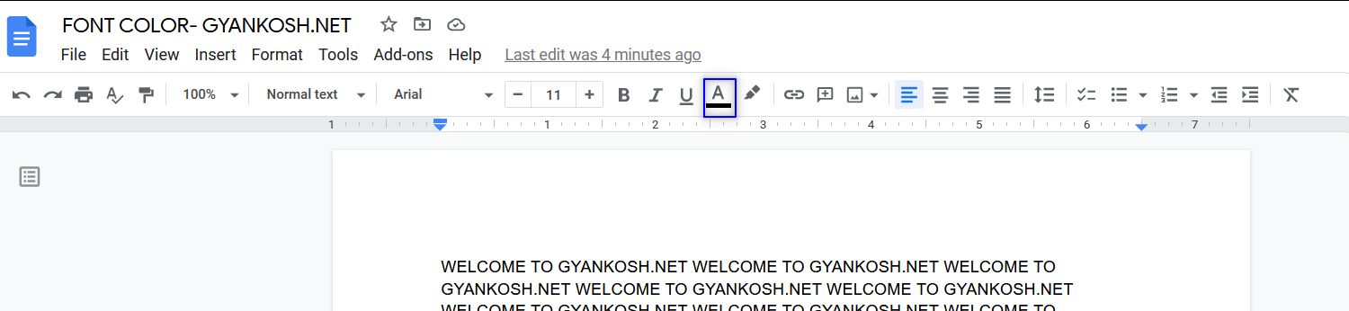 option location to change text color in google docs
