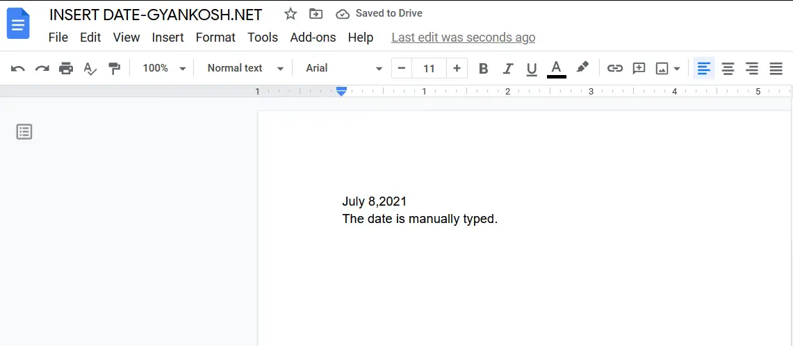 Manually entering dates in google docs