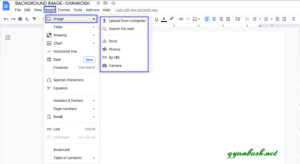 How to insert a BACKGROUND IMAGE in GOOGLE DOCS- Complete Info