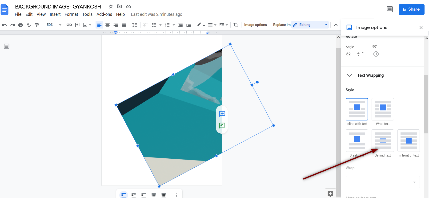 set background template in google docs