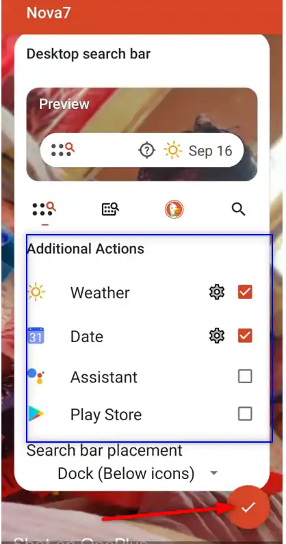 choose additional actions in nova launcher