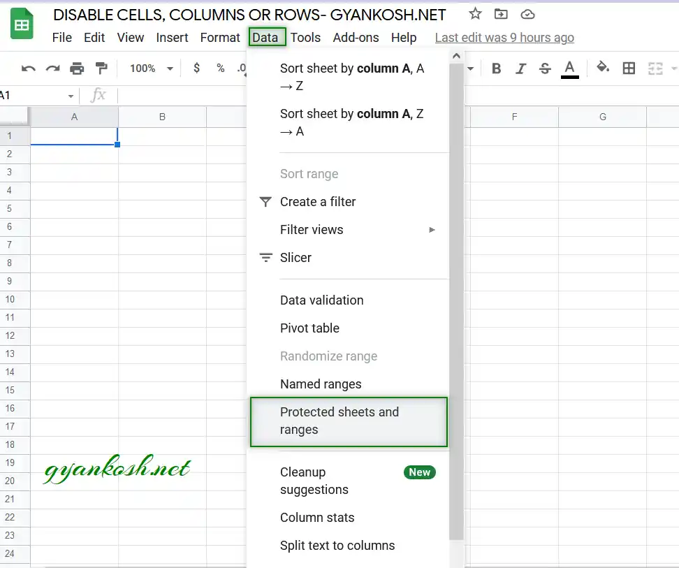PROTECTED SHEETS AND RANGES OPTION IN GOOGLE SHEETS