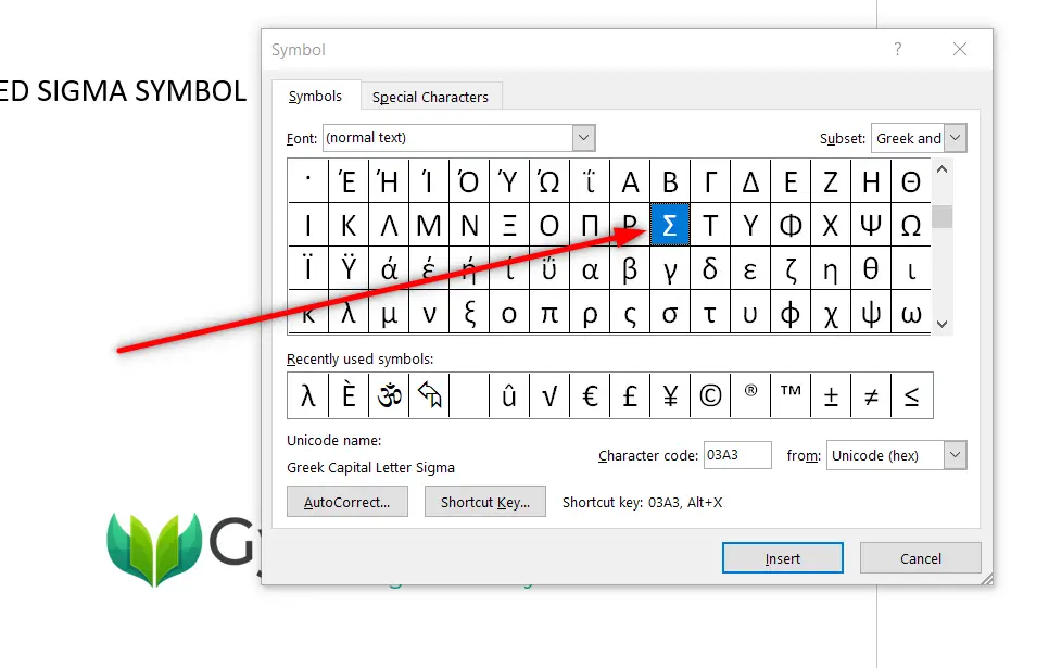 how to create six sigma symbol in word