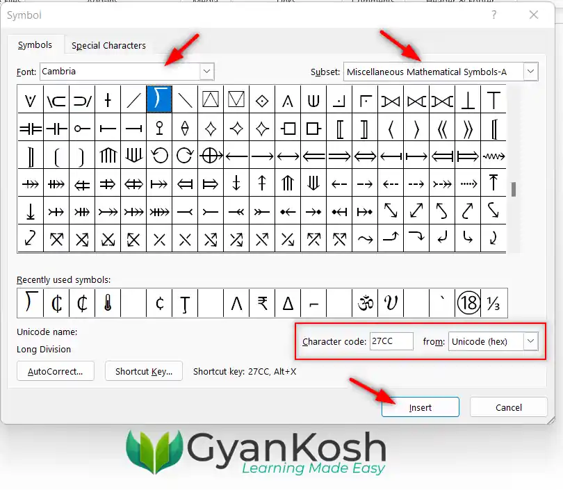 How To Insert Long Division Symbol In Word