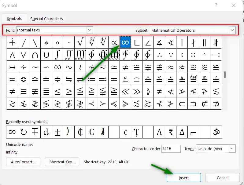 How To Type Or Insert Infinity Symbol ∞ In Ms Word 8759